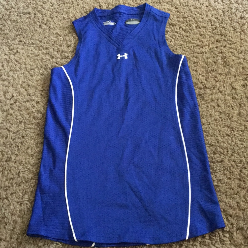 Under Armour royal blue sleeveless v-neck top Y-SM